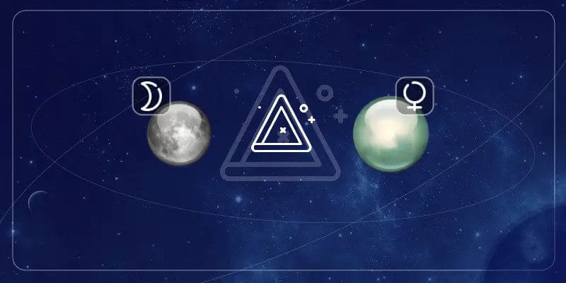 Nebeški ples čustev Luna in Venera v trigonu, ki razpira srce